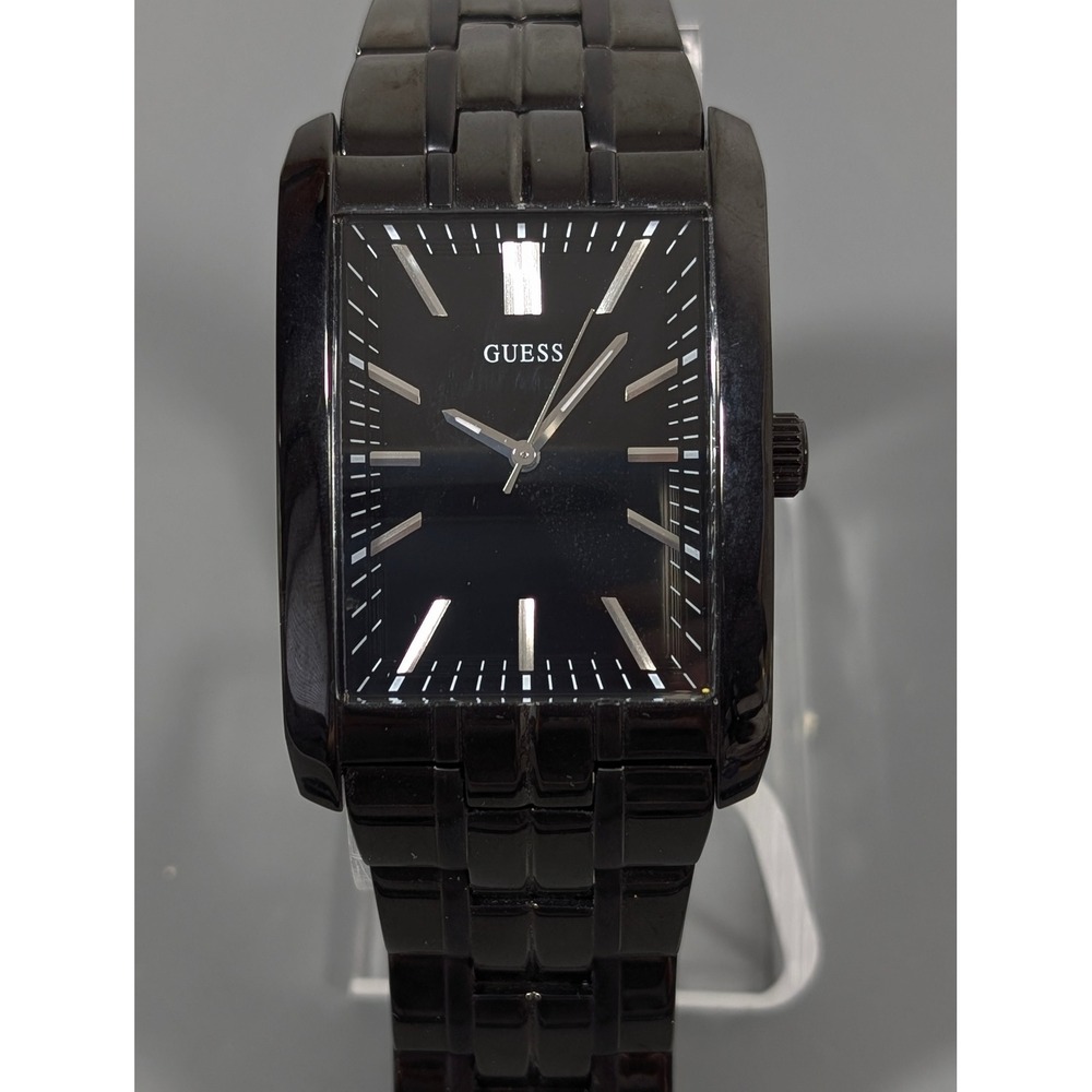 Guess‎ Steel Watch Black Metallic Rectangle Face Link Band Working Fits 6.75"